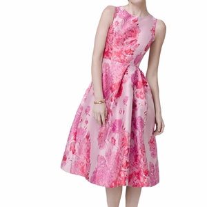 WHBM Sleeveless Floral Jacquard Fit n Flare Dress